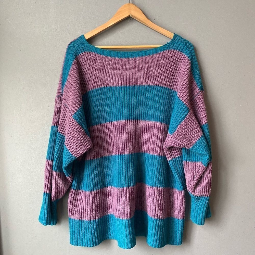 Colour-Block Drop Shoulder Ribbed Knit Sweater✨ - Picture 3 of 3